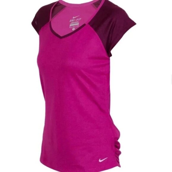 Nike Dri-Fit Short Sleeve Shirt Magenta Pink Size Small - Picture 1 of 7